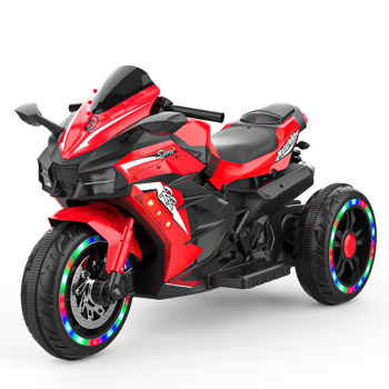 Electric Motorcycle for Kids, 12V Battery Powered Ride on Toys 3 Wheels Motorcycle with LED Lights, Bluetooth Music, Red (No shipping on weekends) (Temu, Walmart  Amazon prohibited)