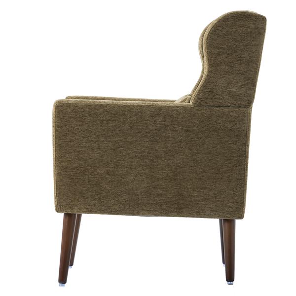 Modern Accent Chair,Chenille Arm Chairs for Living Room,Upholstered Mordern Armchair,Comfy Soft Padded Lounge Chair in Small Space, Bedroom, w/Pillow, Solid Wood Leg (Olive Green)