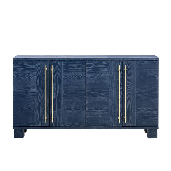 Wood Traditional Style Sideboard with Adjustable Shelves and Gold Handles for Kitchen, Dining Room and Living Room (Antique Navy)