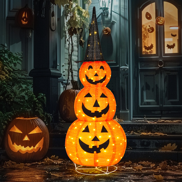 5ft Halloween Collapsible Pumpkin Decorations 100 LED Lights