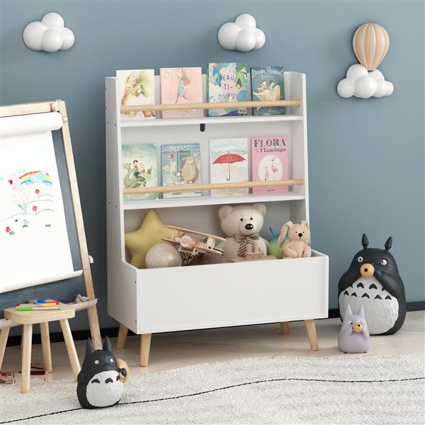 Kids Bookshelf, Book and Magazine  Rack, Book Organizer, toy Storage Cabinet Organizer, White