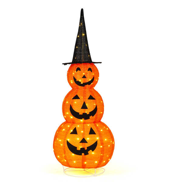 5ft Halloween Collapsible Pumpkin Decorations 100 LED Lights