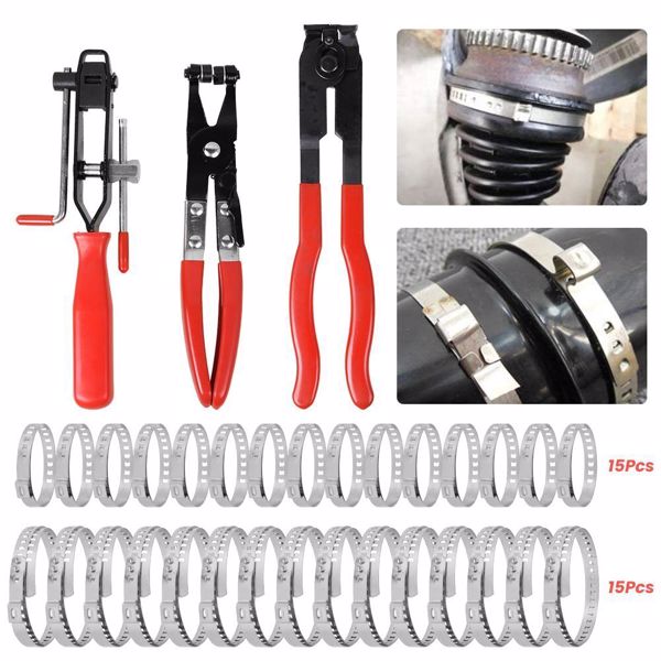 43Pcs Universal CV Boot Clips Kit Stainless Steel & CV Joint Crimp Clamp Pliers