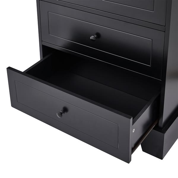 Storage Cabinet with 2 Doors and 4 Drawers for Bathroom, Office, Adjustable Shelf, MDF Board with Painted Finish, Black