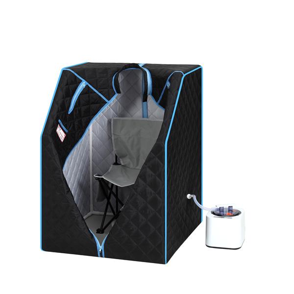 Portable Half body Black Steam Sauna Tent for Personal Relaxation, Detox and Therapy at home.PVC Pipe Connector Easy to Install.Fast heating with FCC Certification