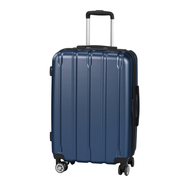 FCH 3-in-1 suitcase with vertical stripes 20in 24in 28in ABS PC classic color 02-dark blue