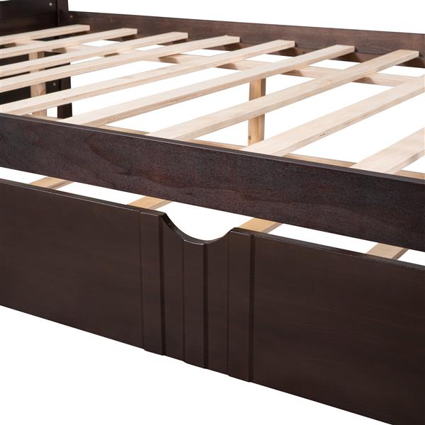 Full Size Daybed Wood Bed with Twin Size Trundle,Espresso