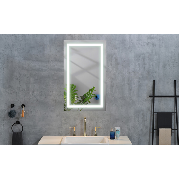 40x28 Inch LED Bathroom Mirror with Frontlit and Backlit, Wall Mounted Vanity Mirror with Smart Touch Button, Anti-Fog, Memory Function, 3 Colors, Stepless Dimmable Makeup Mirror(Horizontal/Vertical)