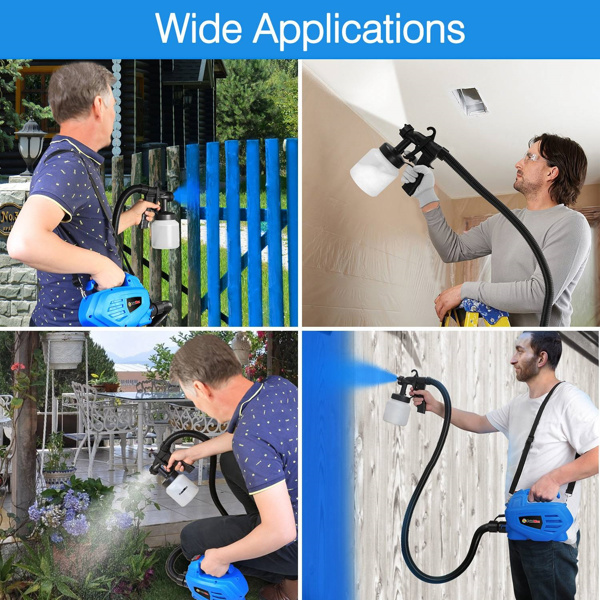 800ML Paint Spray Painter 650W Paint Sprayer Machine 800ML/Min Output HVLP Oil Primer Water Sprayer w/ 3 Spraying Patterns Motor Strap Detachable Container