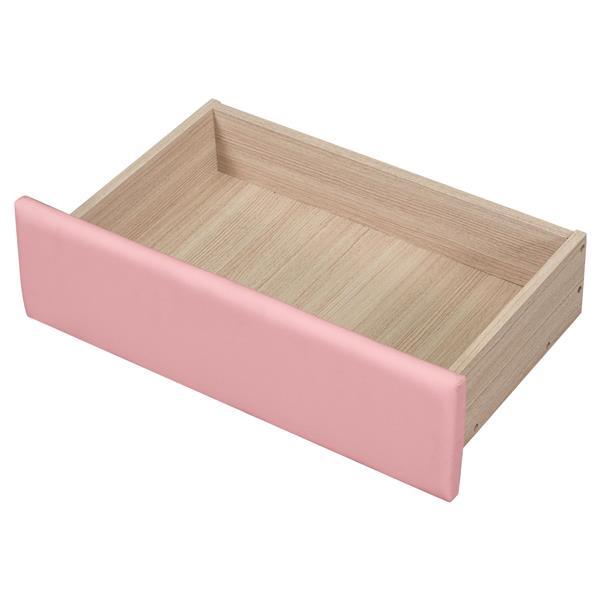 Full Size Upholstered Platform Bed with Seashell Shaped Headboard, LED and 2 Drawers, Pink