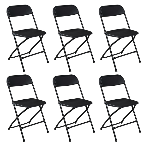 6pcs Injection Molding Classic Garden Plastic Folding Chair Black