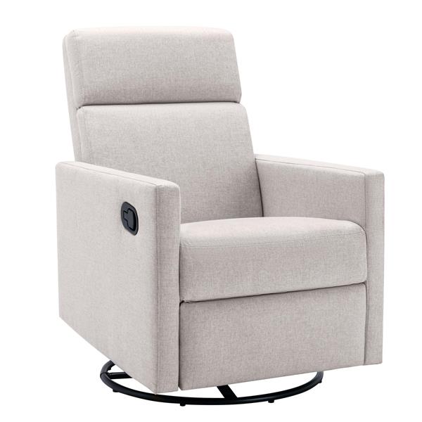 Modern Upholstered Rocker Nursery Chair Plush Seating Glider Swivel Recliner Chair, Tan