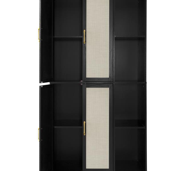 4 Door Cabinet with 4 Shelves with 4 Adjustable Inner Shelves, Storage Cabinet