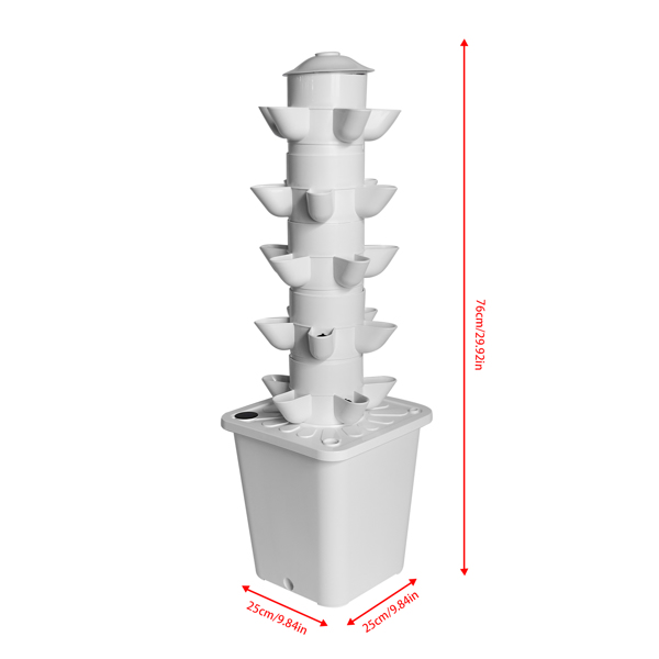 25-pot White Outdoor Indoor Vertical Garden Smart Garden Vertical Garden Planter with Pump and Tank Vegetable Plant Gift for Gardening Lover