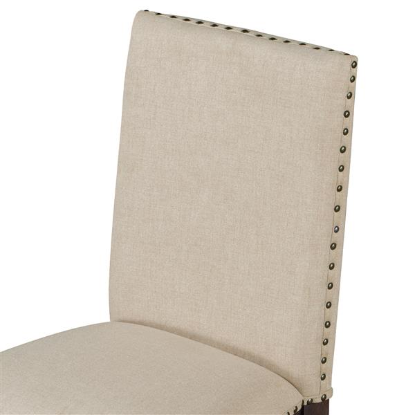 Set of 4 Dining chairs Wood Upholstered Fabirc Dining Room Chairs with Nailhead (Espresso)