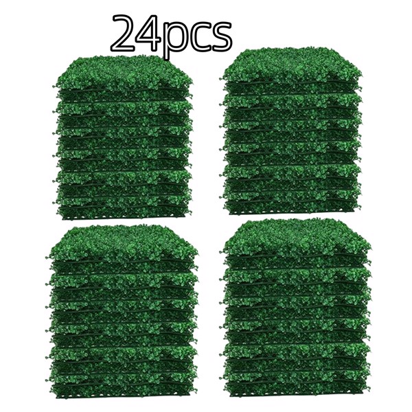 24 pieces of 23.6 "x 15.75 " artificial boxwood boards, grass wall panels, boxwood fence panels, UV protection suitable for artificial green wall decoration, fence garden wedding backyard decoration