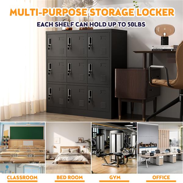 6-Door Employee Storage Locker, Metal Lockers for Office, Gym, School, and Homewith Card Slot (Black)