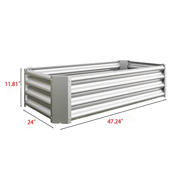 Metal Raised Garden Bed, Rectangle Raised Planter 4×2×1ft  for Flowers Plants, Vegetables Herb  Silver