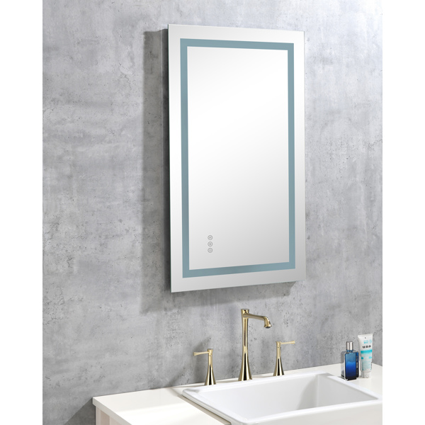 40x24 Inch LED Bathroom Mirror with Frontlit and Backlit, Wall Mounted Vanity Mirror with Smart Touch Button, Anti-Fog, Memory Function, 3 Colors, Stepless Dimmable Makeup Mirror(Horizontal/Vertical)