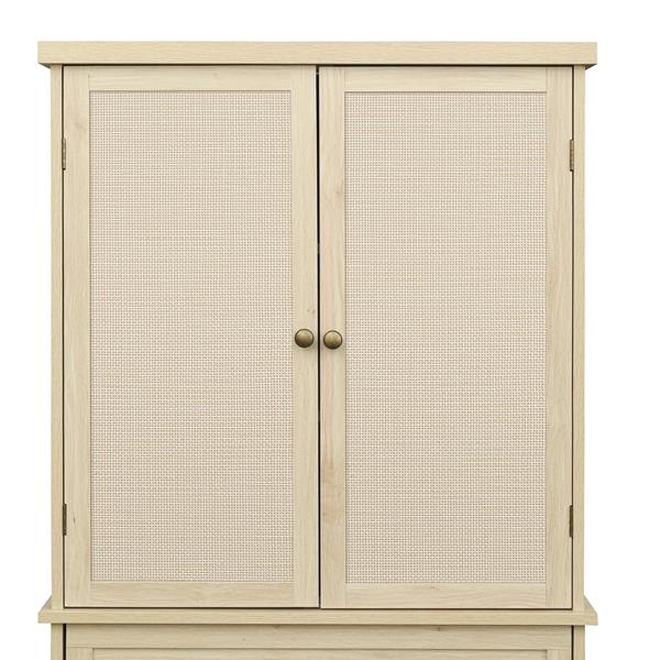 4 Door Cabinet with 1 Drawer, with 4 Adjustable Inner Shelves, Storage Cabinet