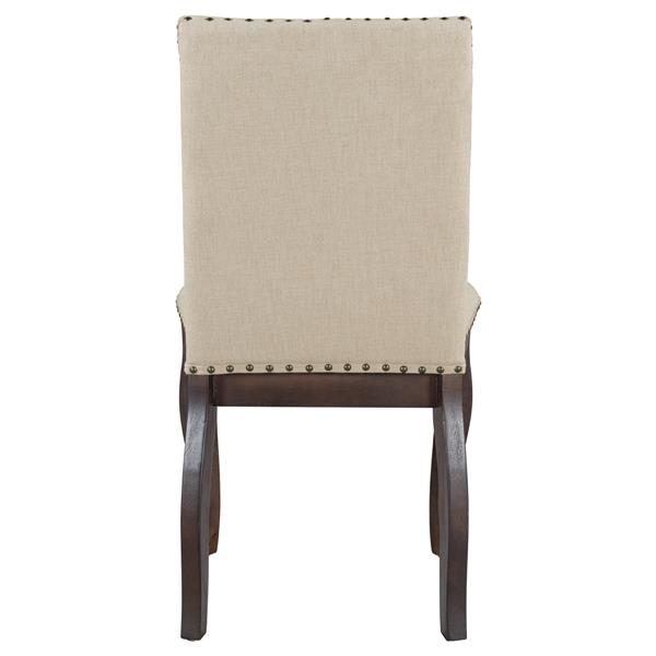 Set of 4 Dining chairs Wood Upholstered Fabirc Dining Room Chairs with Nailhead (Espresso)