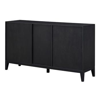 6-drawer and 2-Cabinet Retro Sideboard with Extra Large Storage Space, with ld Handles and Solid Wood Legs, for Kitchen and Living Room (Black)