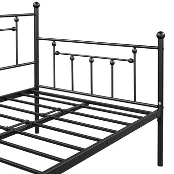 Metal Twin Daybed with Trundle/ Heavy-duty Sturdy Metal/ Noise Reduced/ Trundle for Flexible Space/ Vintage Style/ No Box Spring Needed