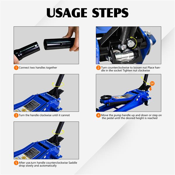 3T Heavy Duty Horizontal Double Pump Floor Jack Foot Model