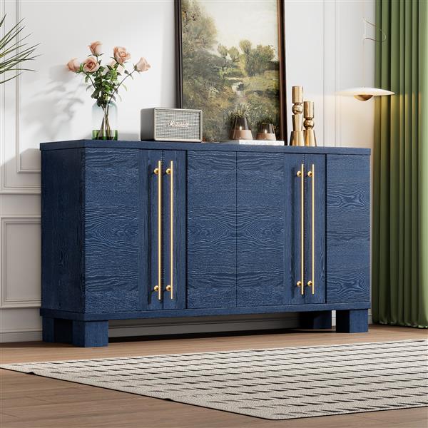 Wood Traditional Style Sideboard with Adjustable Shelves and Gold Handles for Kitchen, Dining Room and Living Room (Antique Navy)