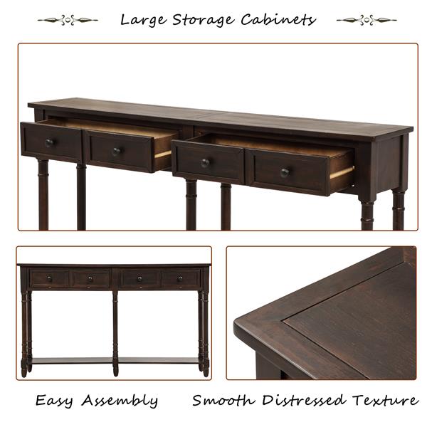 Console Table Sofa Table Easy Assembly with Two Storage Drawers and Bottom Shelf for Living Room, Entryway (Espresso)