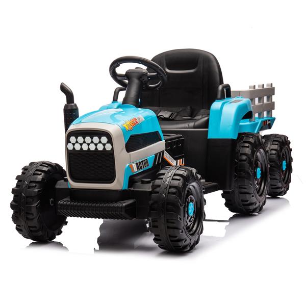 Ride on Tractor with Trailer,12V Battery Powered Electric Tractor Toy w/Remote Control,electric car for kids,Three speed adjustable,Power display, USB,MP3 ,Bluetooth,LED light,Two-point safety belt