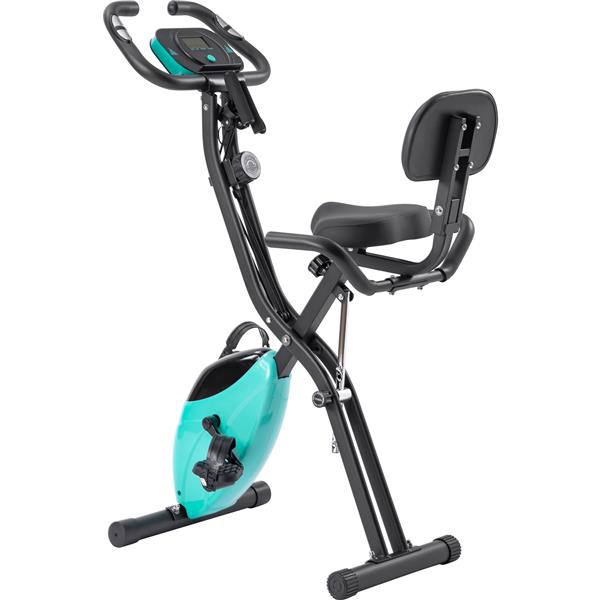 Folding Exercise Bike, Fitness Upright and Recumbent  with 16-Level Adjustable Resistance, Arm Bands and Backrest 