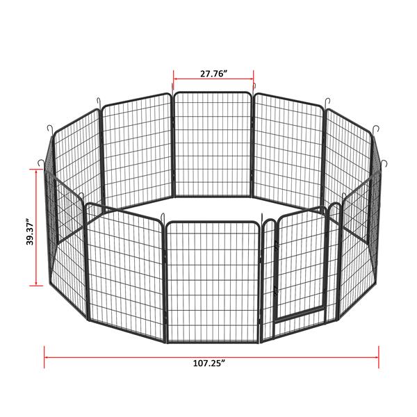 12 Panels Heavy Duty Metal Playpen with door,39.37"H Dog Fence Pet Exercise Pen for Outdoor