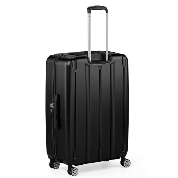 FCH 3-in-1 Set Vertical Stripe ABS&PC Trolley Case 20in 24in 28in ABS PC Classic Color 02-Black