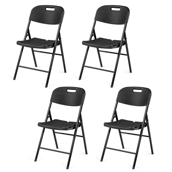 4pcs 47*54*84cm Garden Plastic Folding Chair Black