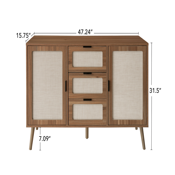 2 Door 3 Drawer Cabinet, Accent Storage Cabinet, Suitable for Living Room, Bedroom, Dining Room, Study 