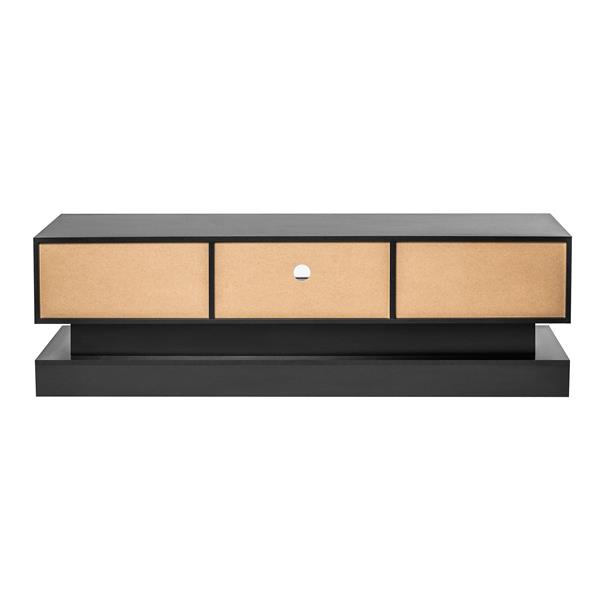 51.18inch  Black morden TV Stand with LED Lights,high glossy front TV Cabinet,can be assembled in Lounge Room, Living Room or Bedroom,color:BLACK