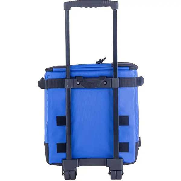 1pc Outdoor Large Capacity Cooler Bag, Insulation Bag, Folding Camping Cooler With Wheels, Insulated Large Food Storage Pack For Outdoor Travel, Fishing, Picnic, Beach, Travel, Water Container(Blue)