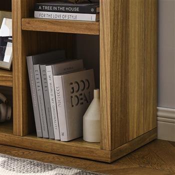 Open Wooden Open Shelf Bookcase,  Display Storage Cabinet with 7 Cube Storage Spaces, Floor Standing Bookshelf, Entryway, Living Room Storage Cabinet