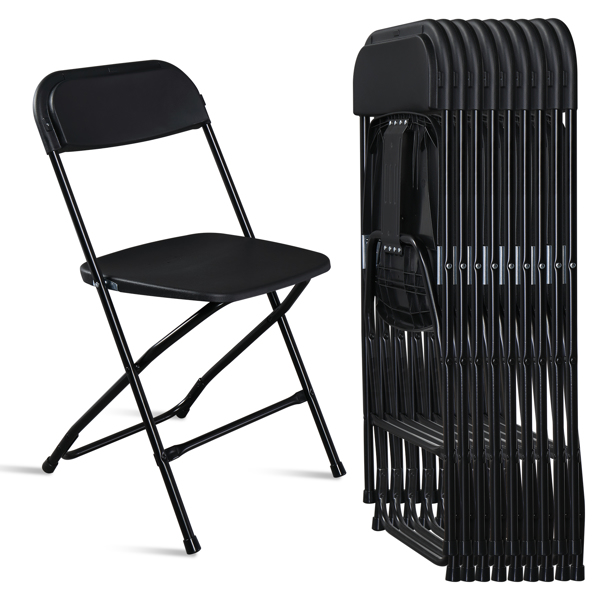 10pcs Injection Molding Classic Garden Plastic Folding Chair Black