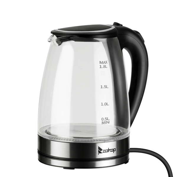 【Old Code：93541003】 ZOKOP HD-1857-A 110V 1200W 1.8L Electric Glass Kettle US Plug