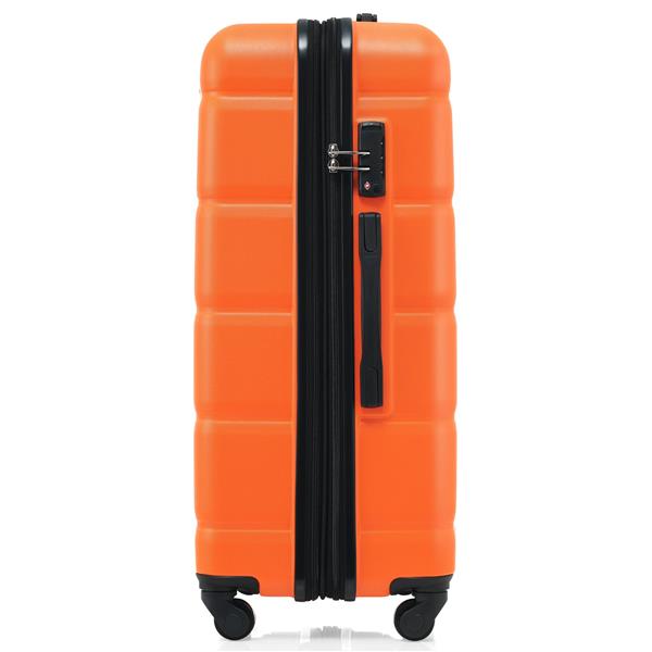 Luggage Set of 3, 20-inch with USB Port, Airline Certified Carry-on Luggage with Cup Holder, ABS Hard Shell Luggage with Spinner Wheels, orange