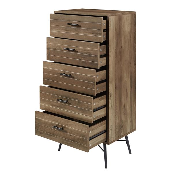 5-Drawer Chest - Spacious and Stylish Chest of Drawers,  Dresser for Bedroom, Closet, Hallway, 23.6"W x 15.7"D x 48"H, Rustic Walnut