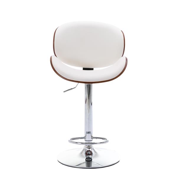 Adjustable Bar Stools , Upholstered Swivel Barstool, white PU Leather Barstools (Set of 2)