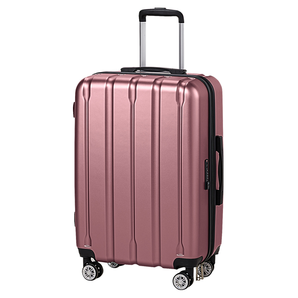 FCH 3-in-1 suitcase vertical stripes trolley case 20in 24in 28in ABS PC fashion color 02-wine red