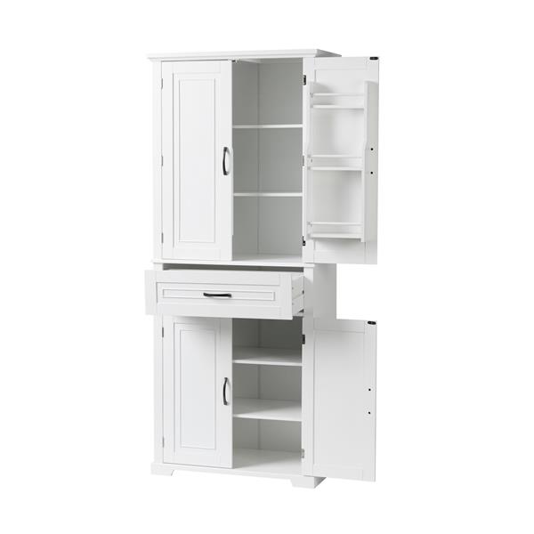 Bathroom Storage Cabinet with Doors and Drawer, Multiple Storage Space, Adjustable Shelf, White