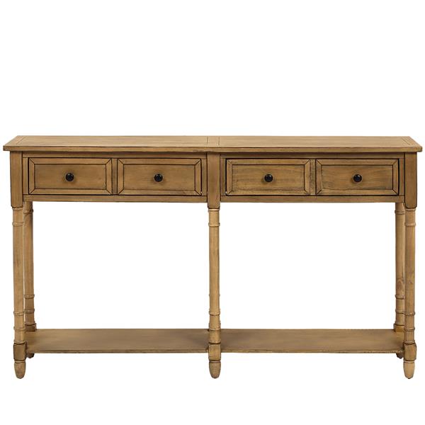 Console Table Sofa Table Easy Assembly with Two Storage Drawers and Bottom Shelf for Living Room, Entryway (Old Pine)