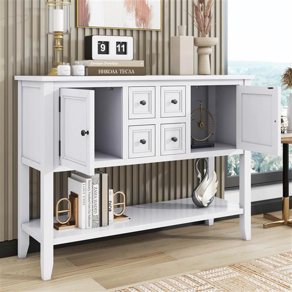 Cambridge Series  Ample Storage Vintage Console Table with Four Small Drawers and Bottom Shelf for Living Rooms, Entrances and Kitchens