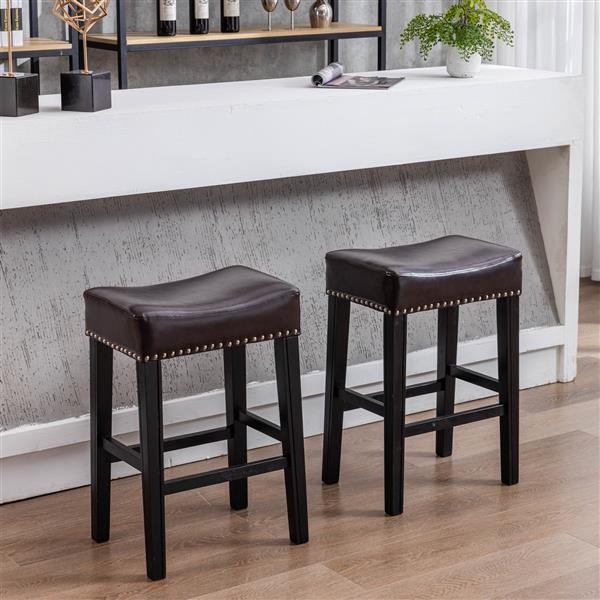 Furniture,Counter Height 26" Bar Stools for Kitchen Counter Backless  Faux Leather Stools Farmhouse Island Chairs (26 Inch, Brown, Set of 2)