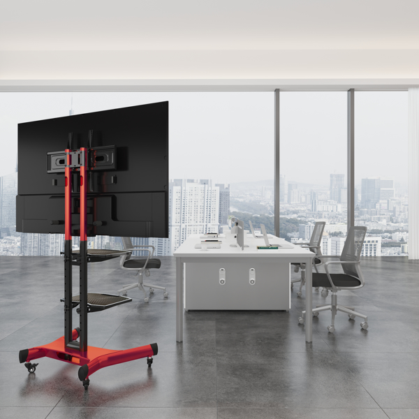 Universal Swivel TV Stand for 32–80 inch TVs, Height Adjustable Table Top TV Stand Mount with Tilt, Max VESA 600x400mm (Red) 